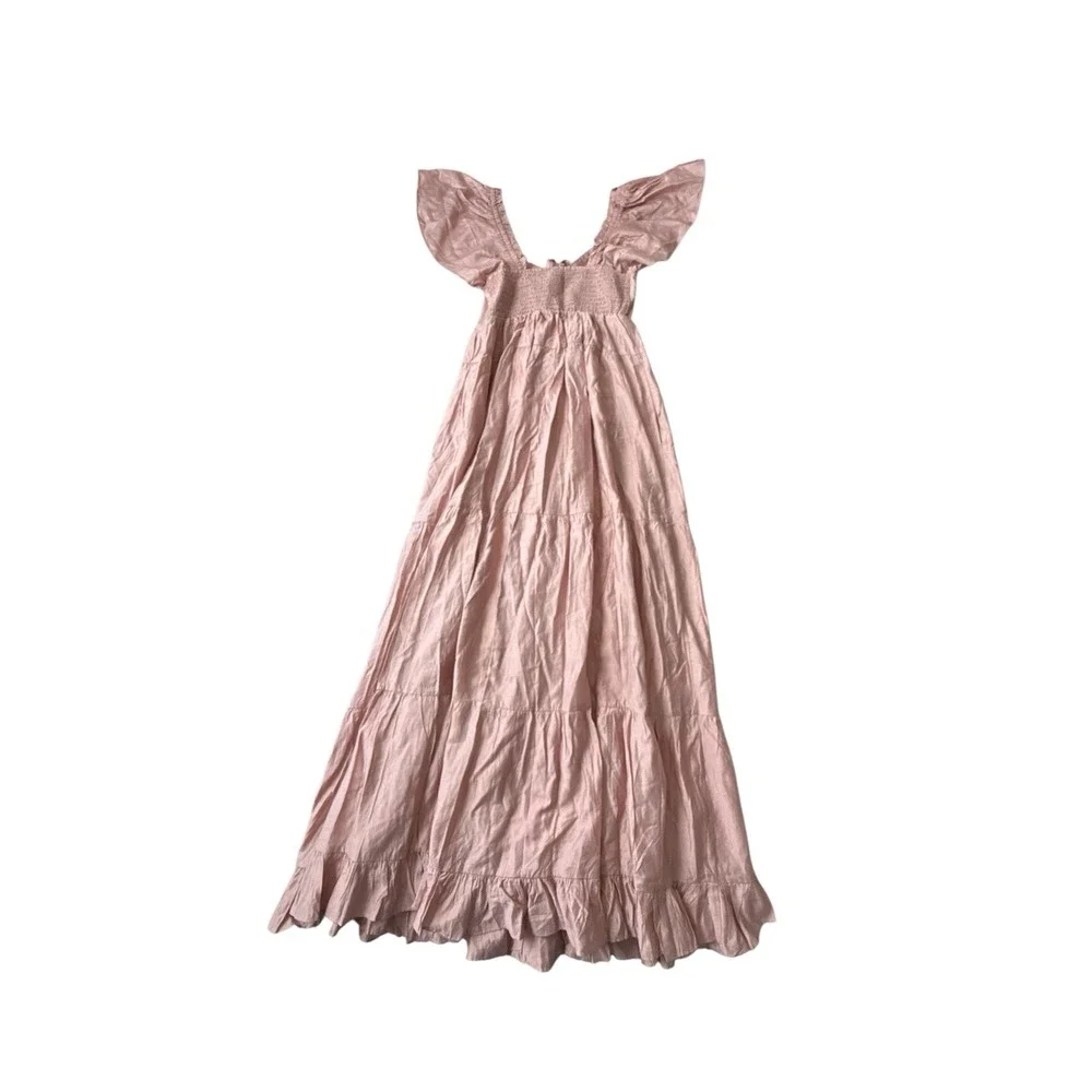 NWT BALTIC BORN Agatha Maxi Dress Womens Small Mauve Tie Front Smocked Tiered - Picture 6 of 6
